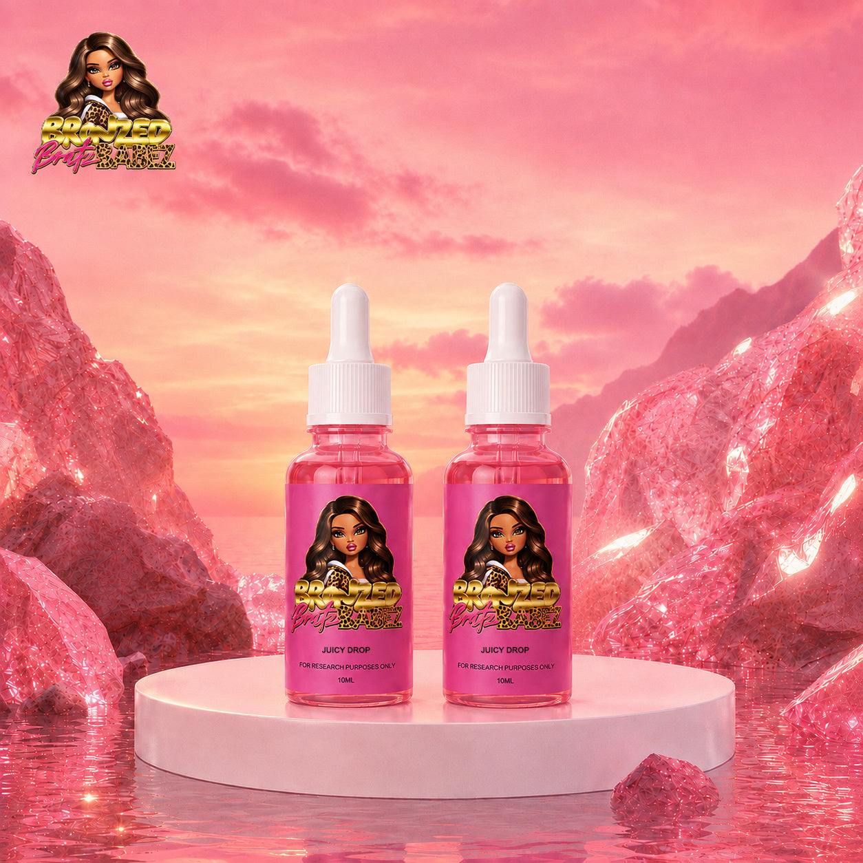 Two Bronzed Bratz Babez Juicy Drop bottles
