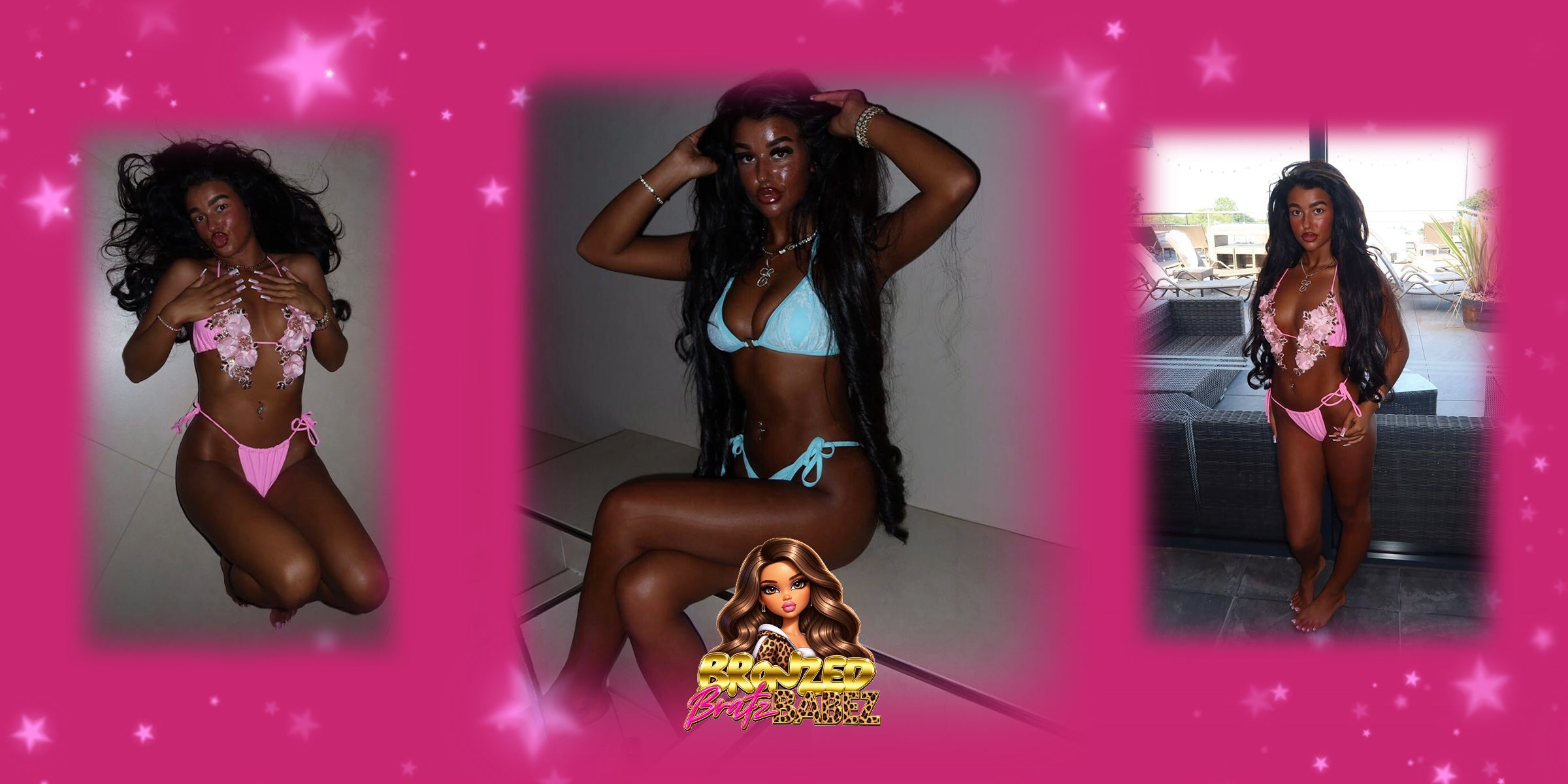Bronzed Bratz Babez pink collage hero banner